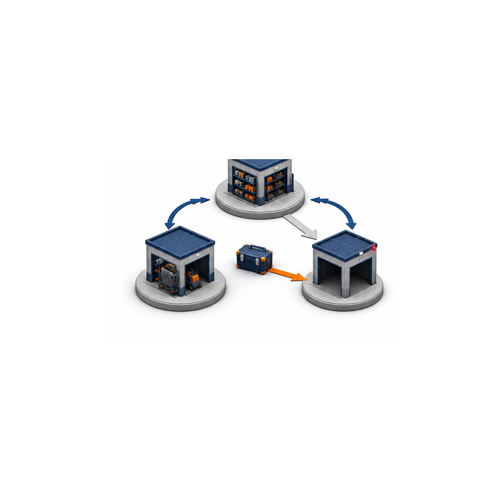複数店舗間で人員と機材を補う図