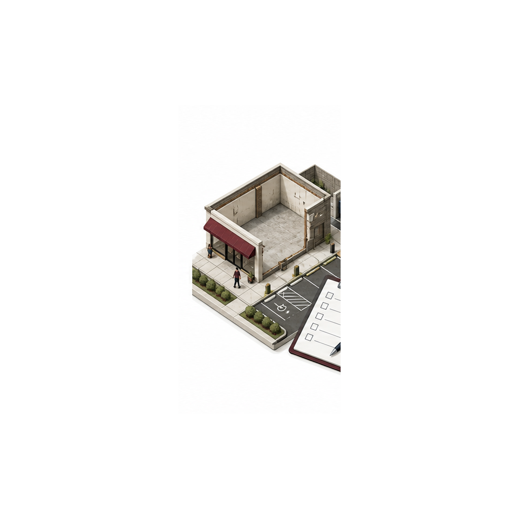 店舗物件の間口駐車配送条件を確認する図