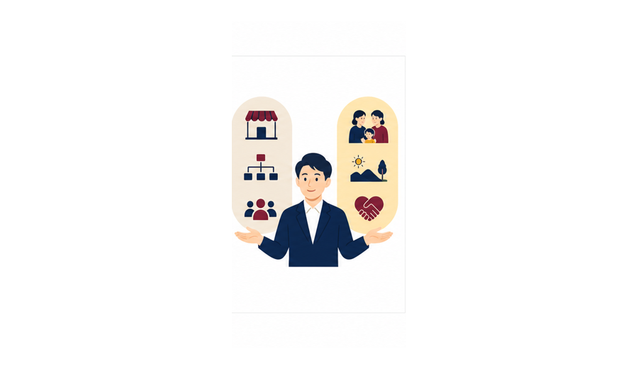事業情報と経営者の人柄をバランスよく発信する図