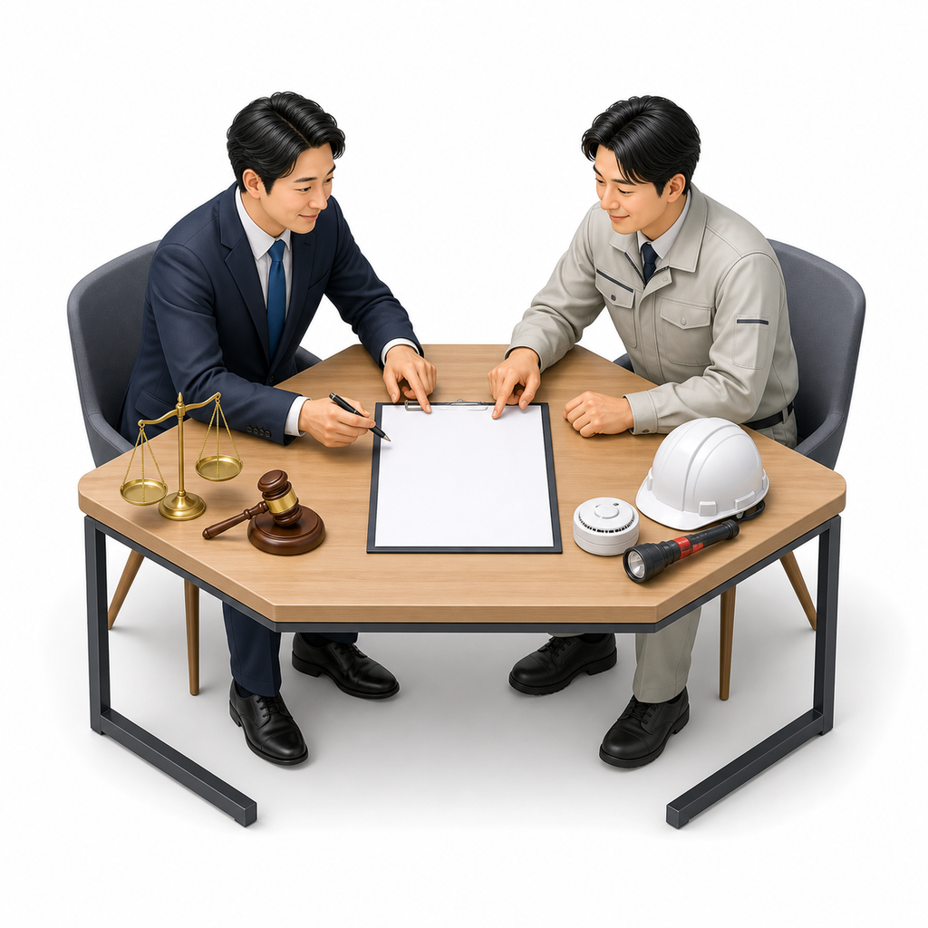 契約書を専門家と実務担当者が確認する図