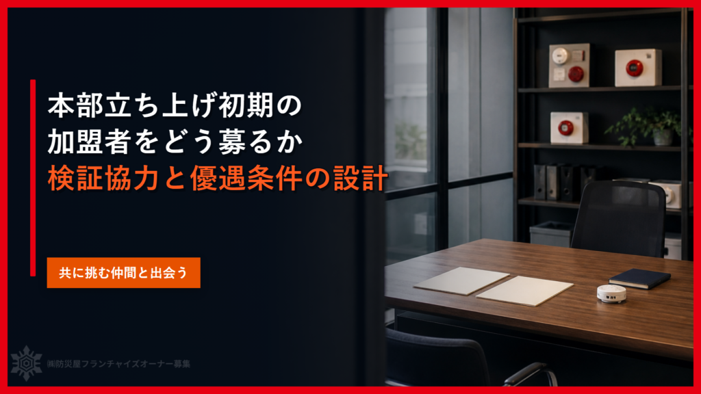 本部立ち上げ初期の加盟者をどう募るか｜検証協力と優遇条件の設計