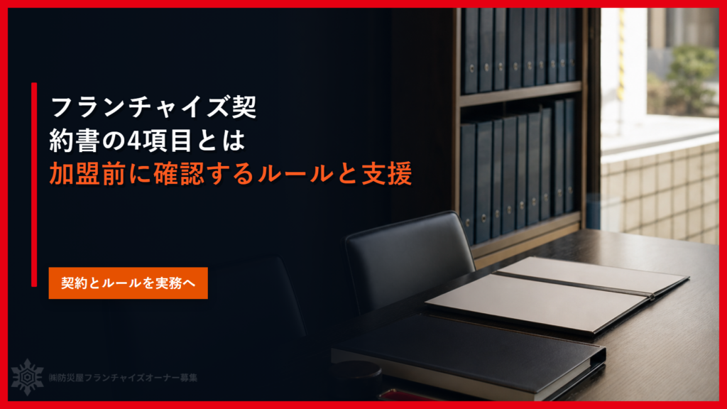 フランチャイズ契約書の4項目とは｜加盟前に確認するルールと支援