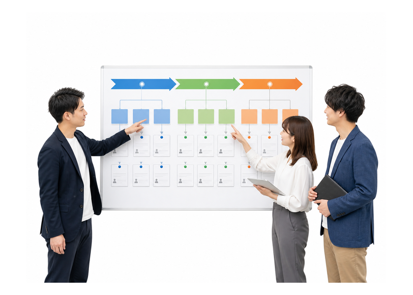 3年計画を部門の行動へ落とし込む図