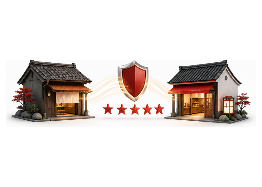 既存店から新規店へ信用と評価を移す図