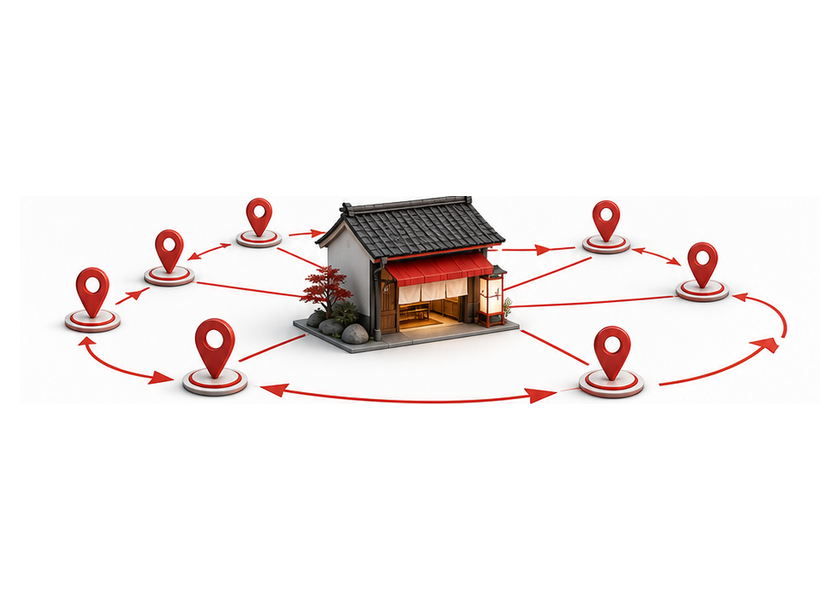 既存店と地域顧客を継続関係で結ぶ図
