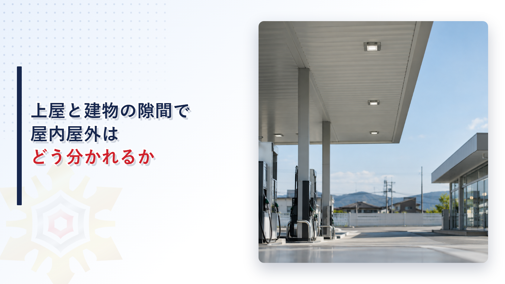 上屋と建物の間に隙間を確保した給油取扱所のキャノピー