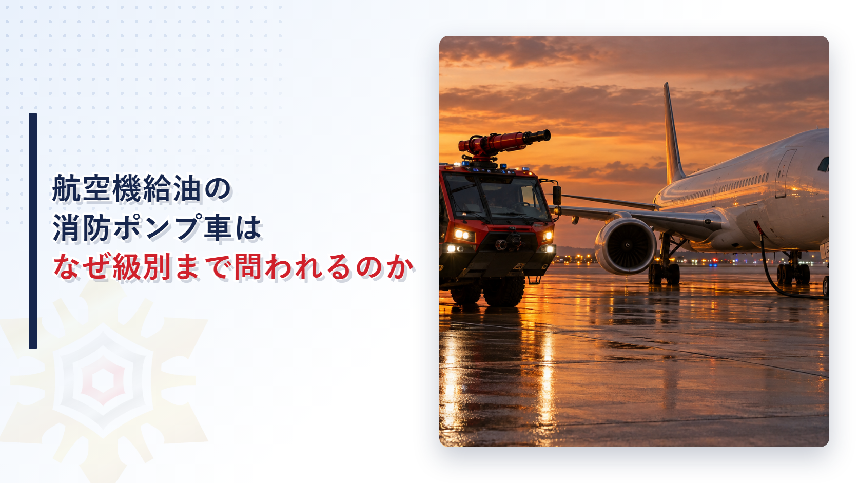 航空機給油の消防ポンプ車はなぜ級別まで問われるのか