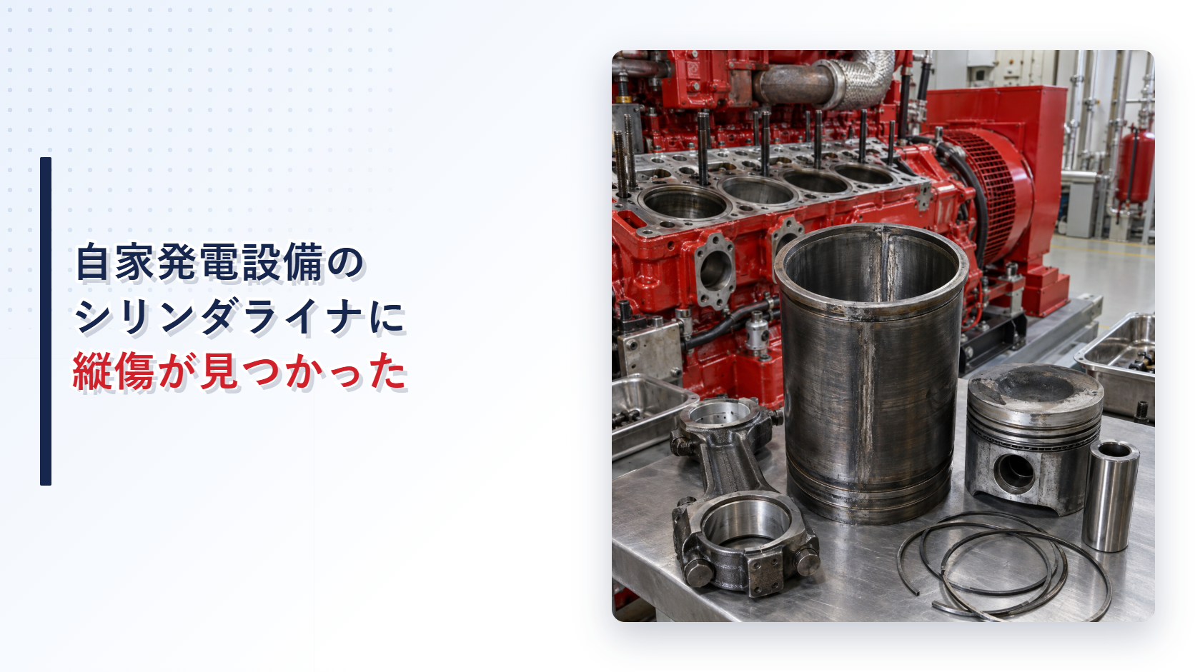 縦傷が生じた自家発電設備のシリンダライナのアイキャッチ