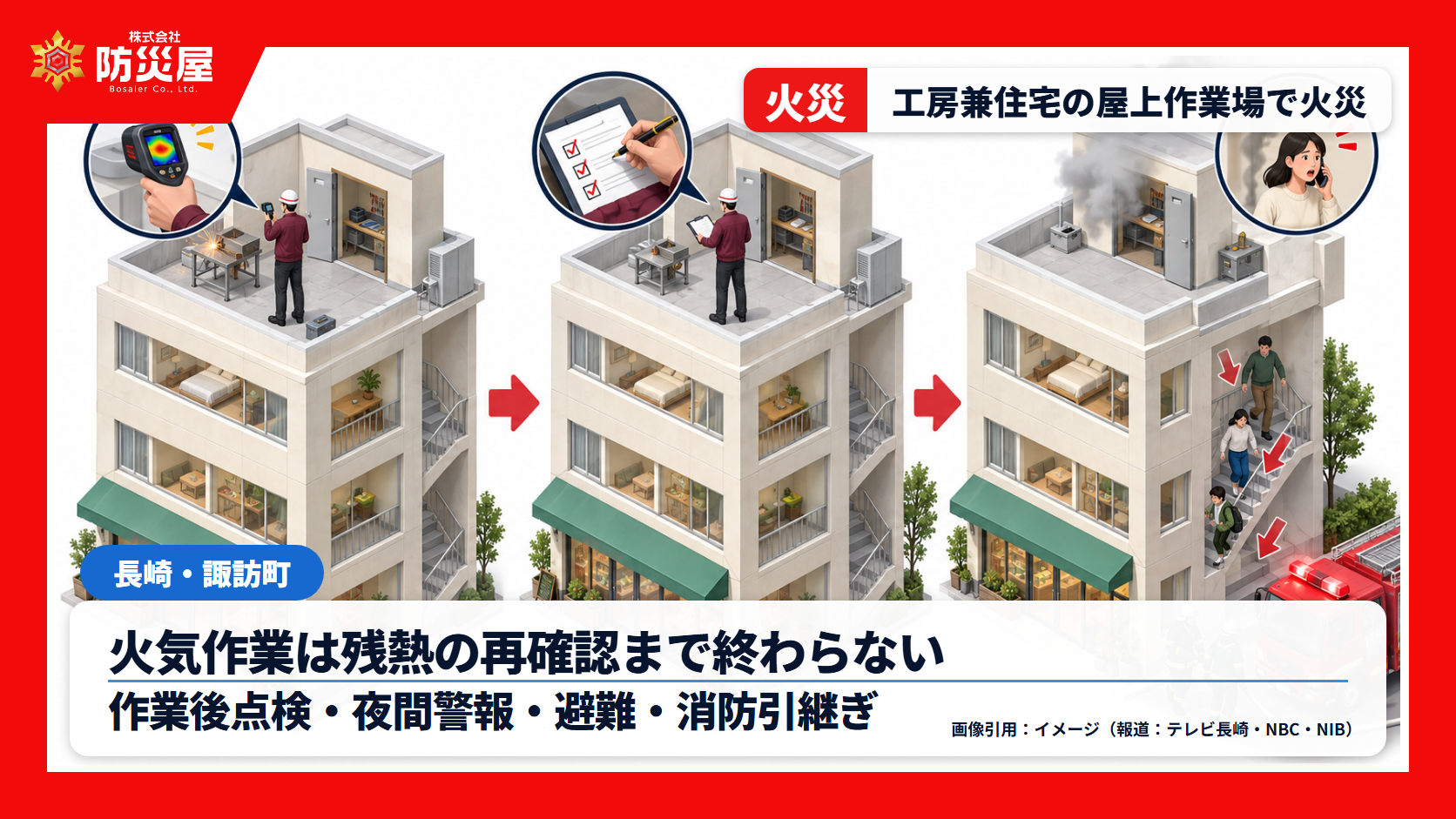 長崎市の工房兼住宅で火災