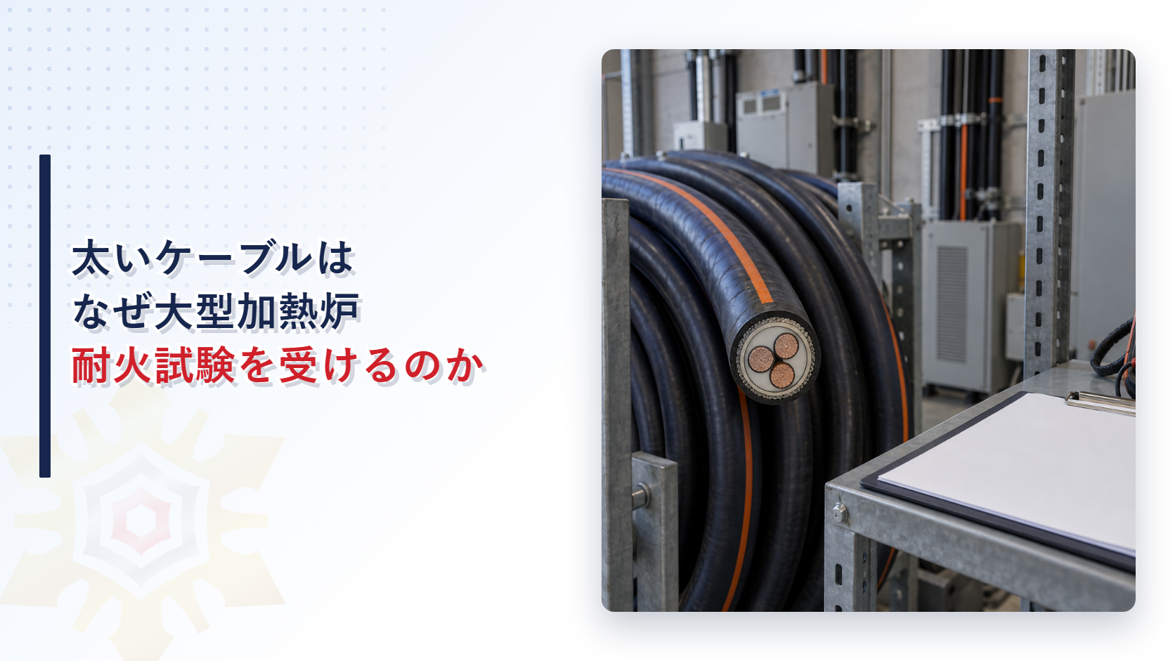 太いケーブルはなぜ大型加熱炉耐火試験を受けるのか