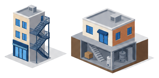 特定小規模施設用自動火災報知設備が設置される建物のイメージイラスト