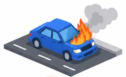 車両火災による受傷者が火災として分類されることを示したイメージ