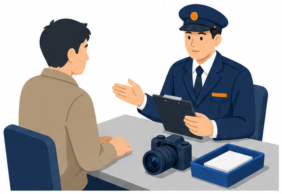 調査員が関係者に質問をするイラスト