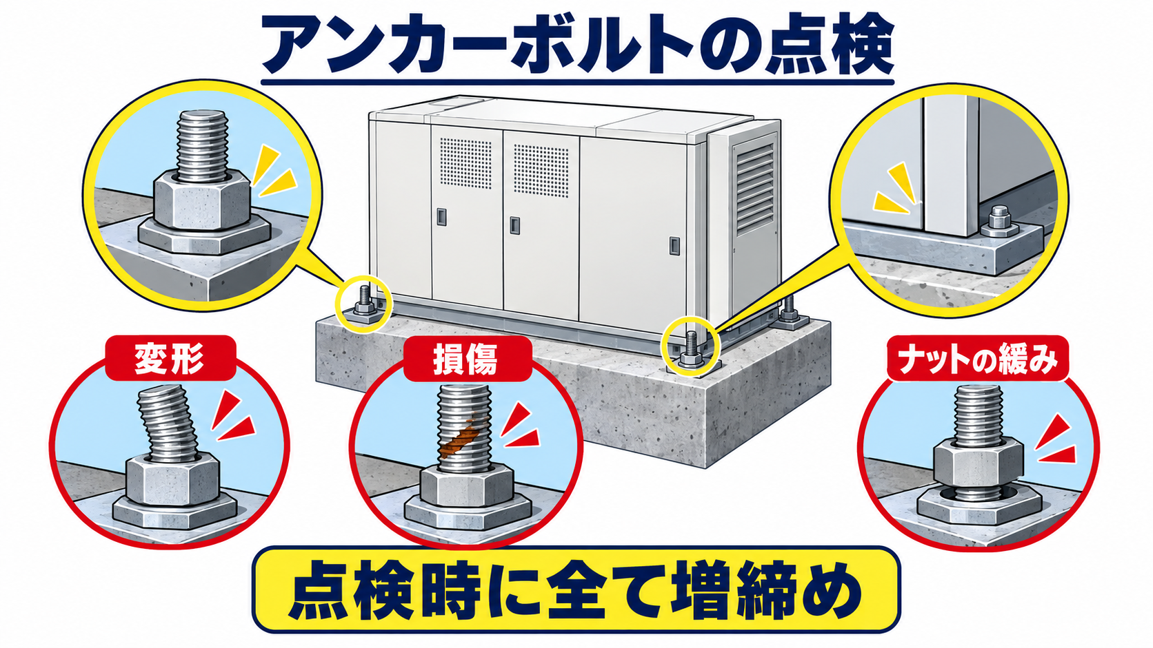燃料電池設備のアンカーボルトを点検する確認項目