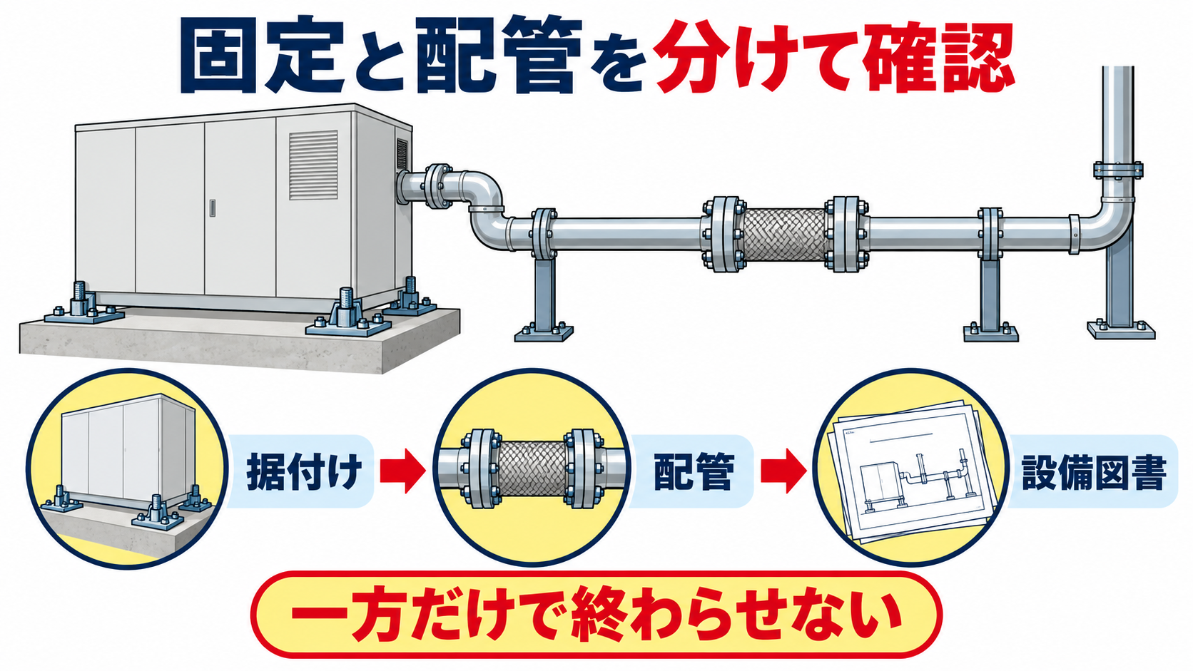燃料電池設備を支えるアンカーボルトと配管の耐震措置