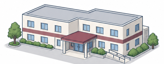 老人短期入所施設の建物外観を示すイメージ図