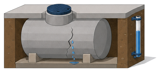 排水槽内のき裂と隣接ピットへの漏水がないか確認する検査員