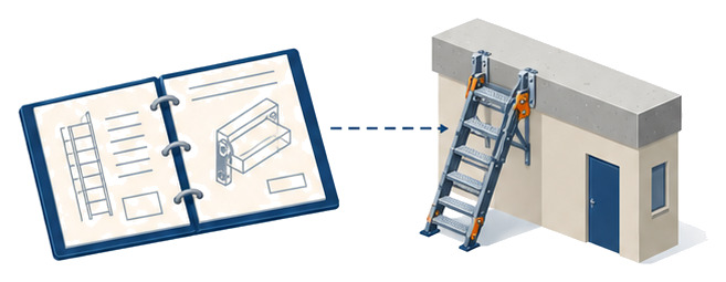 避難器具の基準を定めた告示と避難用タラップを示すイラスト
