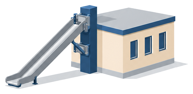 避難器具の基準を定めた告示とすべり台を示すイラスト