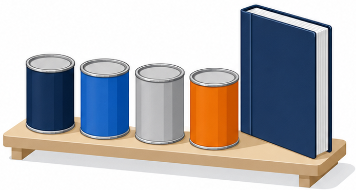 4つの缶と規格書を並べたイラスト