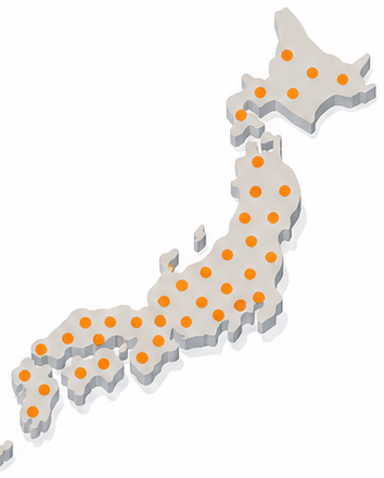 日本の地図が一面に点で覆われたイラスト