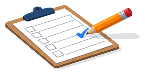点検票に不良内容を書き込む手元のイラスト