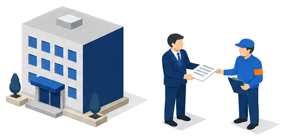 防災管理者が管理権原者の指示を受けて消防計画を作成し届け出る仕組みを示したイメージ