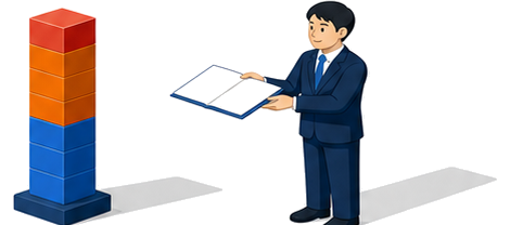 点数が積み上がるゲージと免状返納の書類を差し出す担当者のイラスト