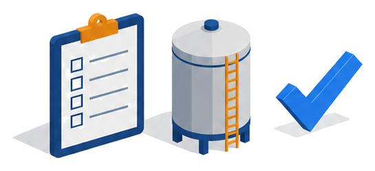 自主検査結果報告書を提出し完成検査の調整を行うイメージ