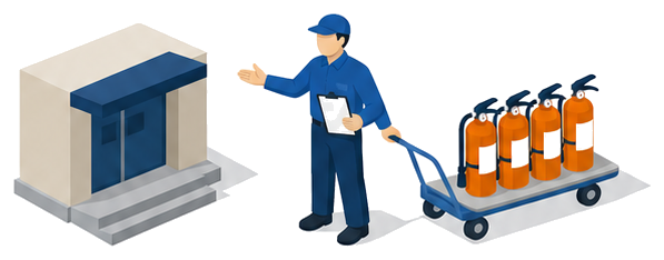出入りの点検業者を装って消火器を集め持ち帰る業者