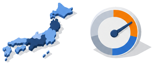 日本地図に設置率の地域差を示す図