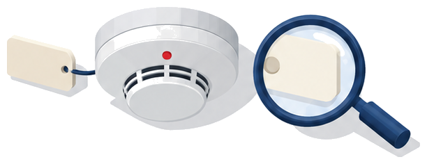 住警器の設置年月シールを確認する図