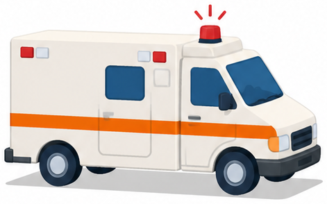 朱色の線が入った白い救急車のイラスト