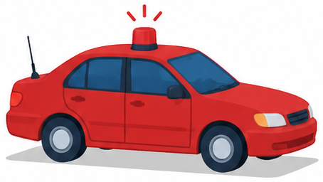 警光燈と無線アンテナを備えた指揮連絡車のイラスト