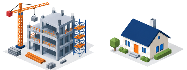 同意が必要な建築物と不要な住宅を表すイラスト