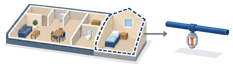 住宅部分の面積を除いて基準面積を計算する様子のイラスト
