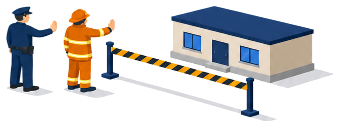 警察官が消防吏員に代わって権限を行う警戒区域のイラスト