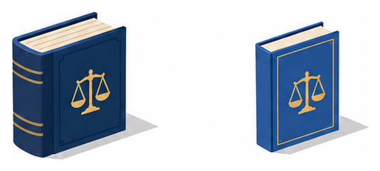 古い分厚い法律書と新しい法律書を並べたイラスト