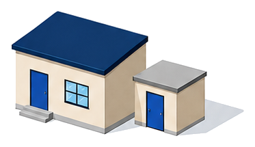 住宅に物置が附属した建物のイラスト