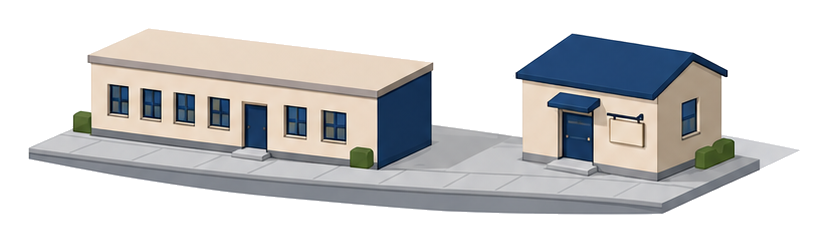 寄宿舎と下宿の建物を並べたイラスト