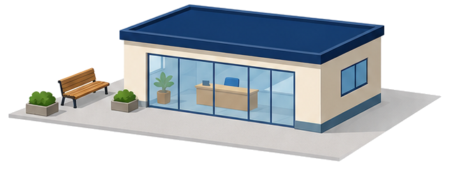 老人福祉センターの建物のイラスト