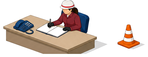 事故報告書を作成する女性検査員のイラスト