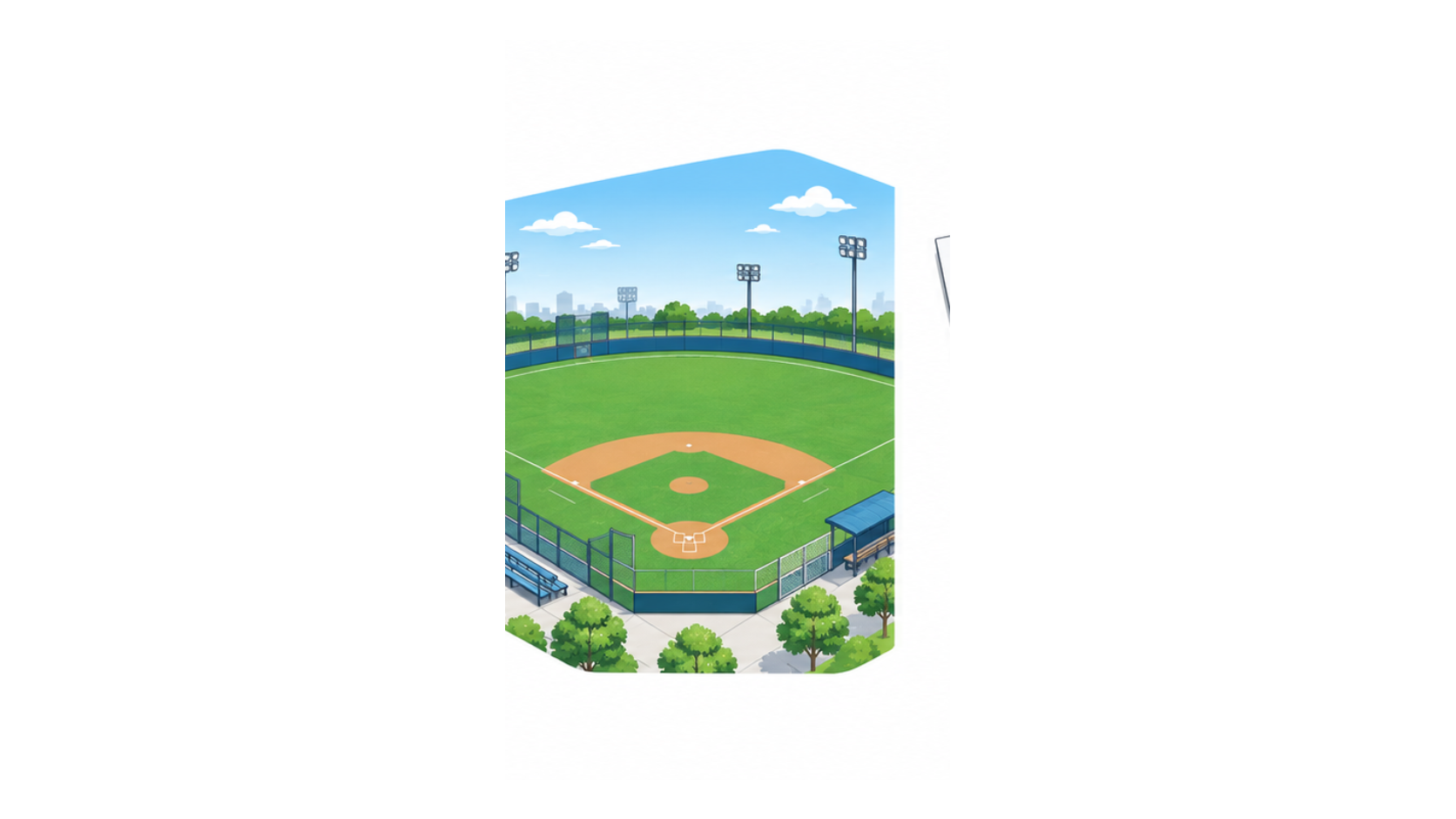 屋根のない野球場の人工芝を示すイラスト