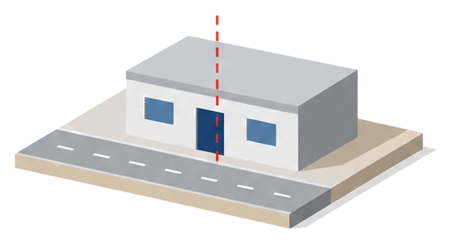 建物の高さを敷地の境界線から測る様子を示すイラスト