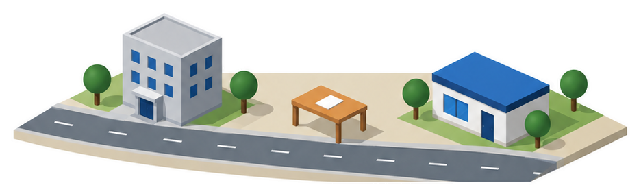 道路と建物のイラスト