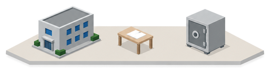 表を広げた事務所の机のイラスト