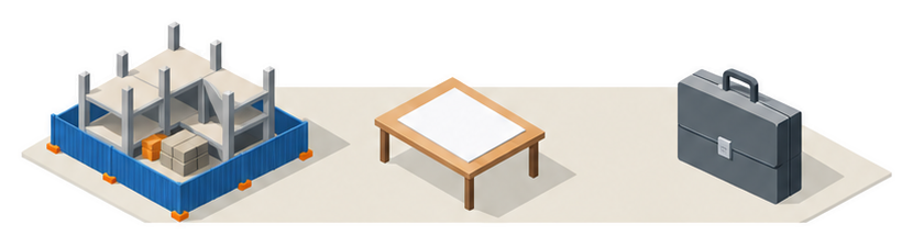 表を広げた事務所の机のイラスト