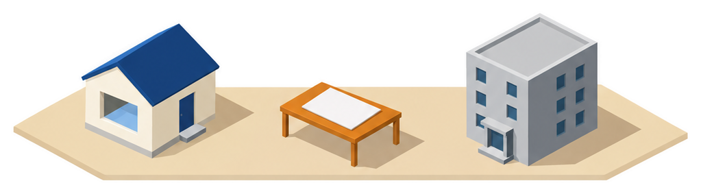 採光の窓と階段のある建物のイラスト