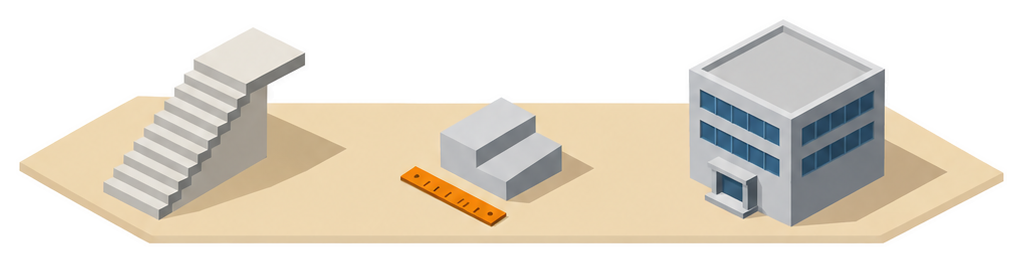 定規と設計図と建物のイラスト