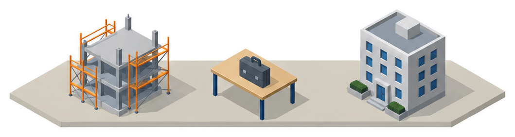 工事中の建物の骨組みのイラスト